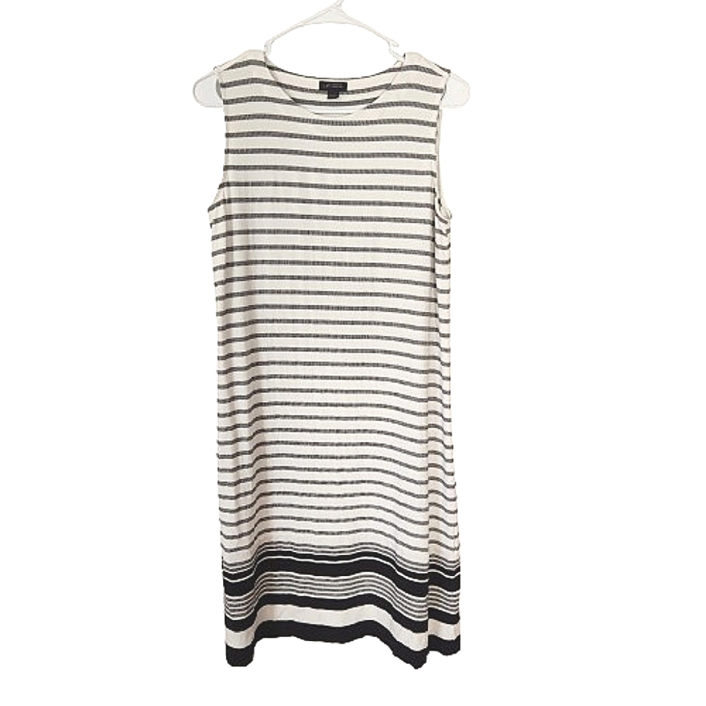 J. Jill White Black Stripe Jersey Stretch Shift Small